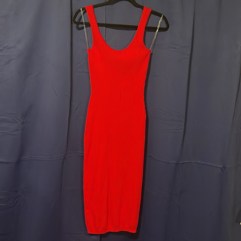 RIBBED RED DRESS - Picture 4 of 6